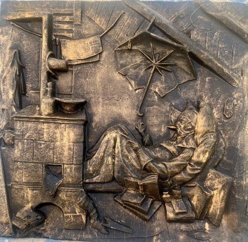 Altes gusseisen relief - altes, nach